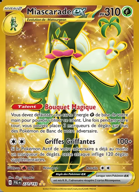 Miascarade-ex, carte Pokémon PAL 271 — extension Évolutions à Paldea