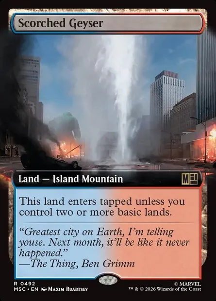 Scorched Geyser, Magic card MSC 492 — Marvel Super Heroes Commander set