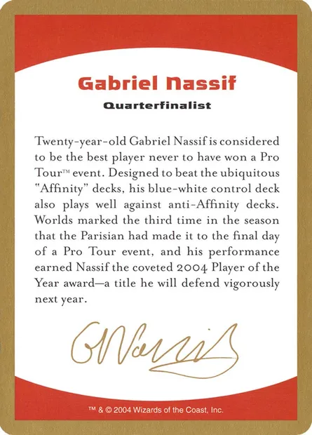Gabriel Nassif Bio, carte Magic WC04 gn0a — extension World Championship Decks 2004