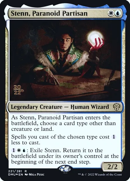 Stenn, partisan paranoïaque, carte Magic PDMU 221s — extension Dominaria United Promos