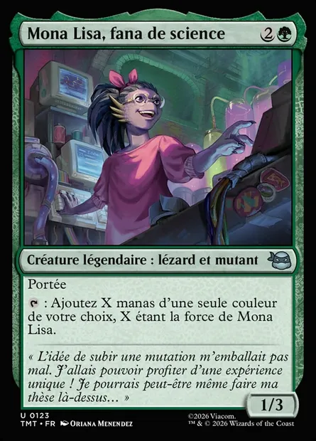 Mona Lisa, fana de science, carte Magic TMT 123 — extension Teenage Mutant Ninja Turtles