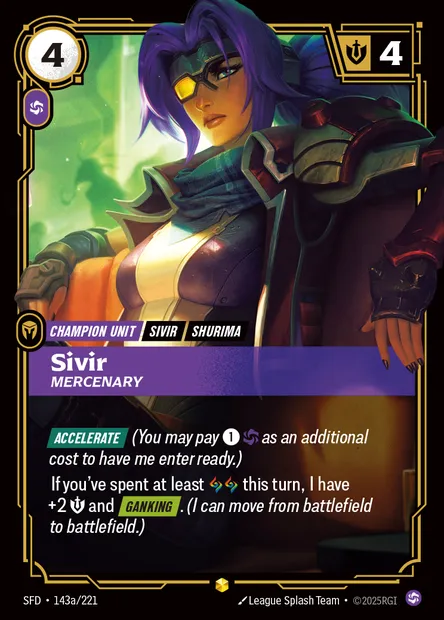 Sivir, Riftbound card SFD 143a — Spiritforged set