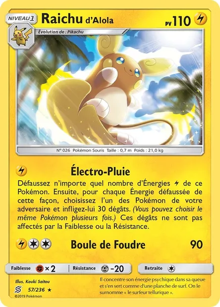 Raichu d’Alola, carte Pokémon UNM 57 — extension Harmonie des Esprits