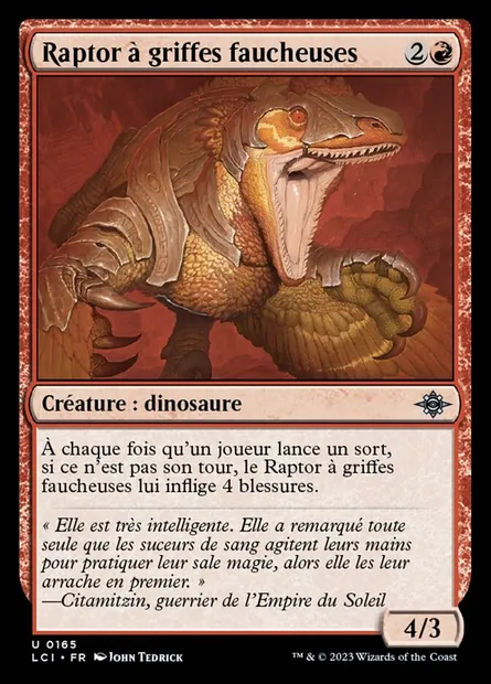 Raptor à griffes faucheuses, carte Magic LCI 165 — extension The Lost Caverns of Ixalan