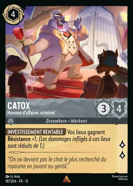 Catox - Homme d'affaires criminel, carte Disney Lorcana CH12-187 — extension Contrées Inconnues