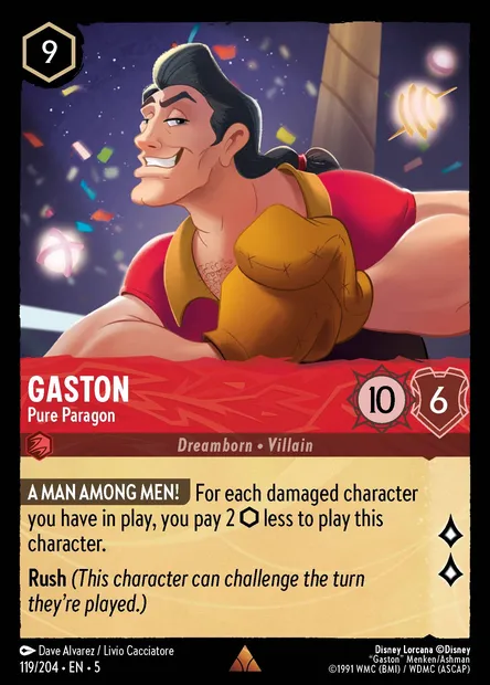 Gaston - Pure Paragon, Disney Lorcana card CH5-119 — Shimmering Skies set