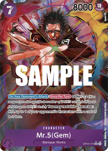 Mr 5(Gem), carte One Piece OP04-072 — extension KINGDOMS OF INTRIGUE