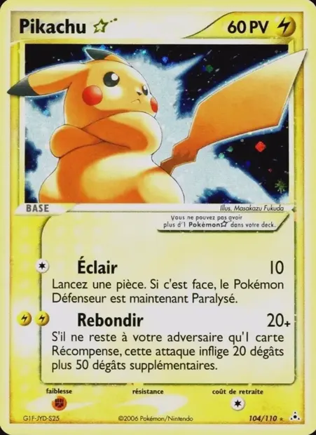 Pikachu ☆, carte Pokémon HP 104 — extension EX Fantômes Holon