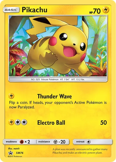 Pikachu, Pokémon card SM 76 — SM Black Star Promos set