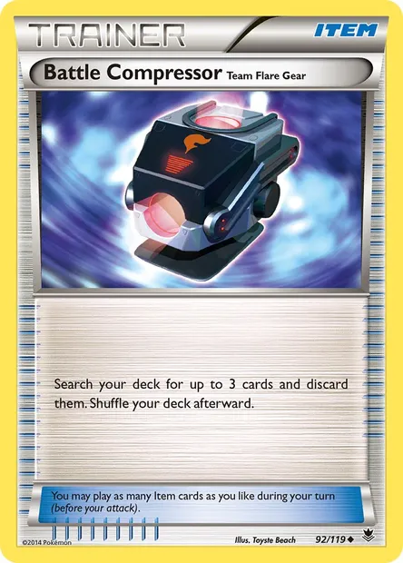 Battle Compressor Team Flare Gear, Pokémon card PHF 92 — Phantom Forces set