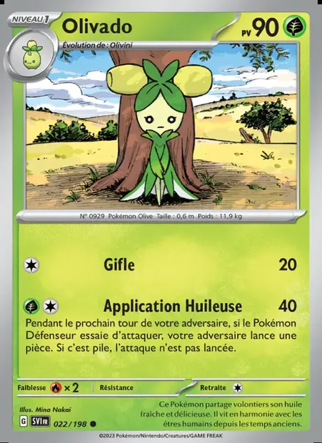 Olivado, carte Pokémon SVI 022 — extension Écarlate et Violet