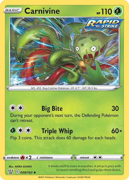 Carnivine, Pokémon card BST 9 — Battle Styles set