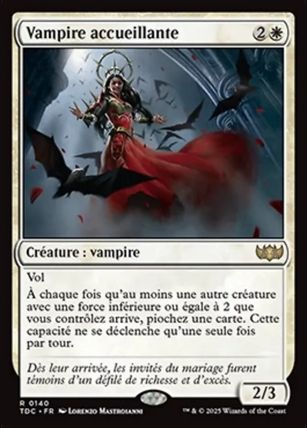 Vampire accueillante, carte Magic TDC 140 — extension Tarkir: Dragonstorm Commander