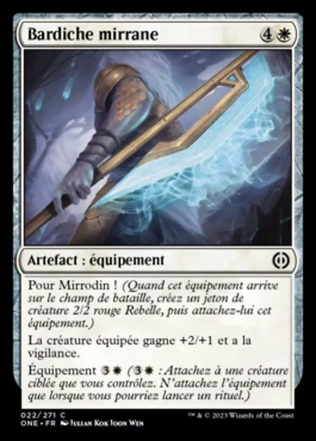 Bardiche mirrane, carte Magic ONE 22 — extension Tous Phyrexians