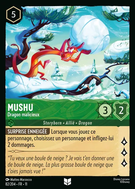 Mushu - Dragon malicieux, carte Disney Lorcana CH11-082 — extension Givresort