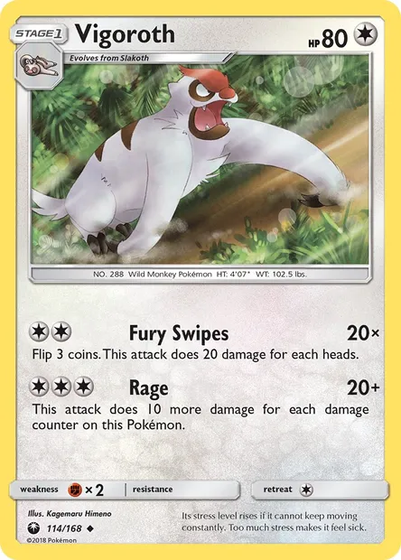Vigoroth, Pokémon card CES 114 — Celestial Storm set