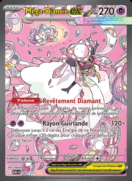 Méga-Diancie-ex, carte Pokémon ASC 282 — extension Héros Transcendants