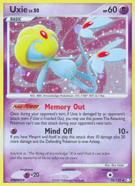 Uxie, Pokémon card MT 18 — Mysterious Treasures set