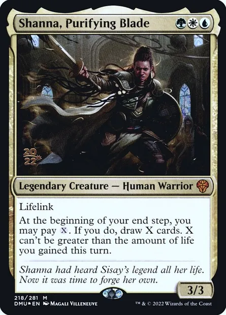Shanna, Purifying Blade, Magic card PDMU 218s — Dominaria United Promos set
