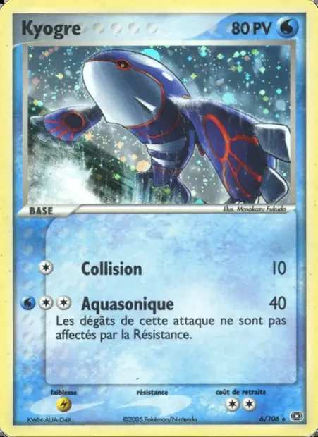 Kyogre, carte Pokémon EM 6 — extension EX Émeraude