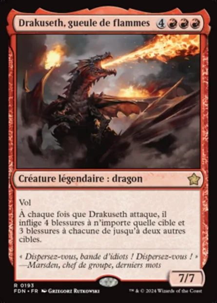 Drakuseth, gueule de flammes, carte Magic FDN 193 — extension Foundations