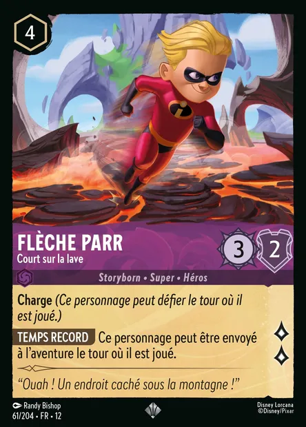 Flèche Parr - Court sur la lave, carte Disney Lorcana CH12-061 — extension Contrées Inconnues
