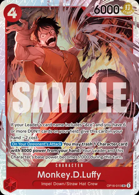 Monkey.D.Luffy, One Piece card OP16-015 — THE TIME OF BATTLE set