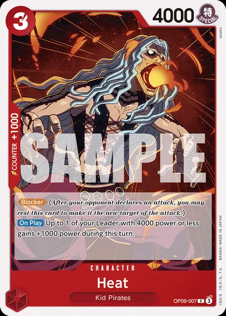 Heat, One Piece card OP09-007 — EMPERORS IN THE NEW WORLD set