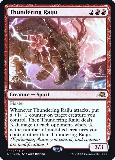 Thundering Raiju, Magic card PNEO 166s — Kamigawa: Neon Dynasty Promos set
