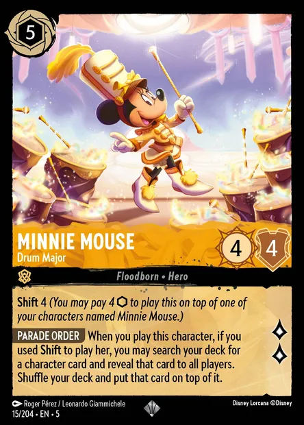 Minnie Mouse - Drum Major, Disney Lorcana card CH5-015 — Shimmering Skies set