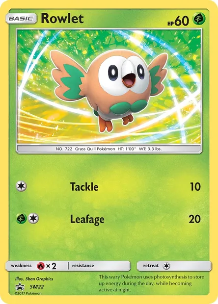 Rowlet, Pokémon card SM 22 — SM Black Star Promos set