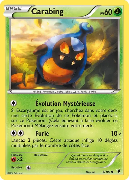 Carabing, carte Pokémon NVI 8 — extension Nobles Victoires