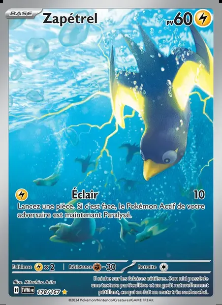 Zapétrel, carte Pokémon TWM 178 — extension Mascarade Crépusculaire