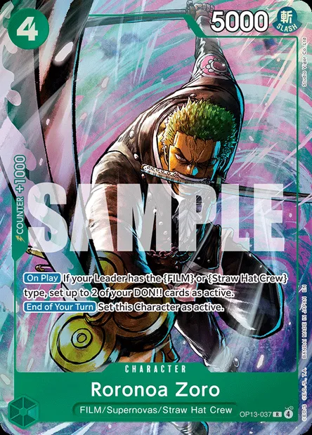 Roronoa Zoro, carte One Piece OP13-037 — extension SUCCESSEURS