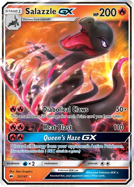 Salazzle GX, Pokémon card BUS 25 — Burning Shadows set