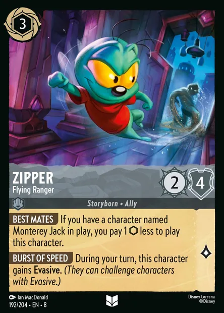 Zipper - Flying Ranger, Disney Lorcana card CH8-192 — The Reign of Jafar set