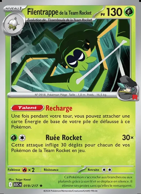Filentrappe de la Team Rocket, carte Pokémon ASC 019 — extension Héros Transcendants