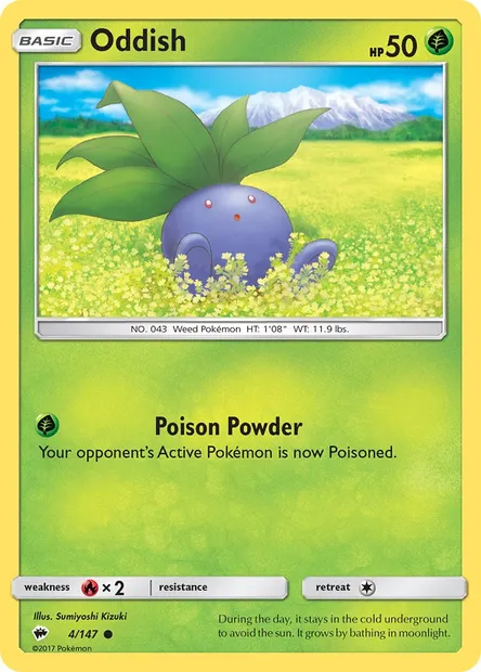 Oddish, Pokémon card BUS 4 — Burning Shadows set