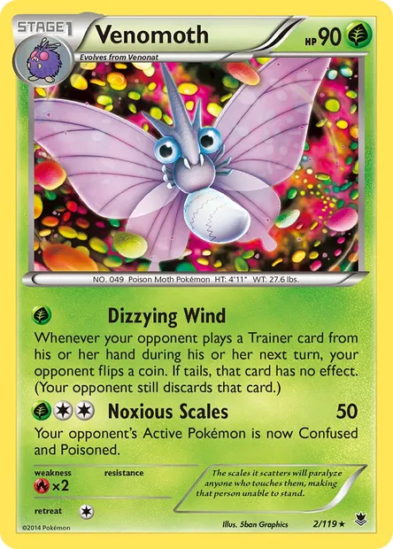Venomoth, Pokémon card PHF 2 — Phantom Forces set