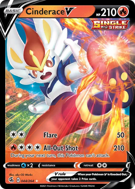 Cinderace V, Pokémon card FST 44 — Fusion Strike set