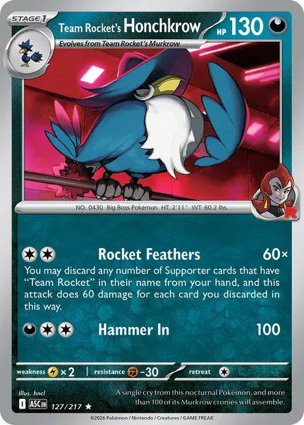 Team Rocket's Honchkrow, Pokémon card ASC 127 — Ascended Heroes set