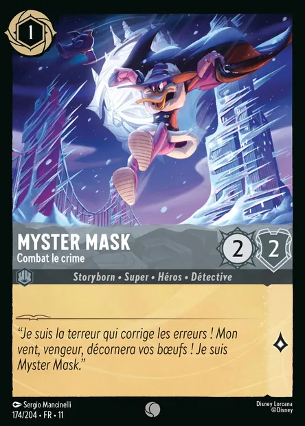Myster Mask - Combat le crime, carte Disney Lorcana CH11-174 — extension Givresort