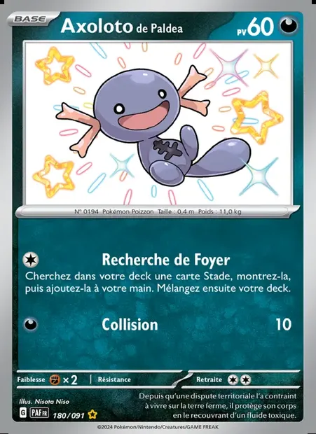 Axoloto de Paldea, carte Pokémon PAF 180 — extension Destinées de Paldea
