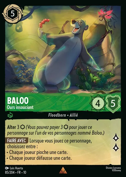 Baloo - Ours insouciant, carte Disney Lorcana CH10-085 — extension Lueurs dans les Profondeurs