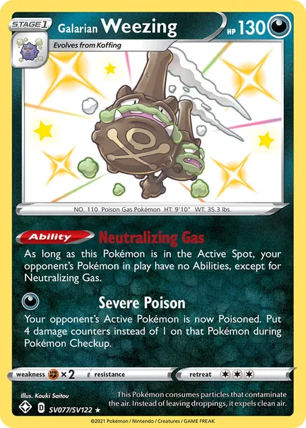 Galarian Weezing, Pokémon card SHF SV077 — Shining Fates set