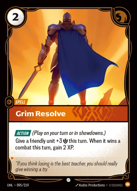 Grim Resolve, carte Riftbound UNL 095 — extension Unleashed