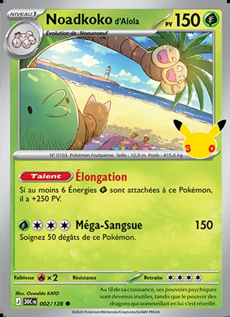 Noadkoko d'Alola, carte Pokémon 30C 002 — extension 30ᵉ Anniversaire