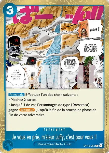 Je vous en prie, m'sieur Luffy, c'est pour vous !!, carte One Piece OP15-055 — extension AVENTURE SUR L'ÎLE DE DIEU