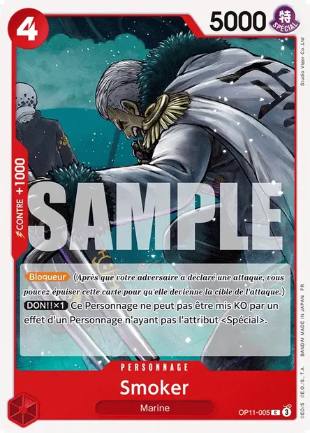 Smoker, carte One Piece OP11-005 — extension DES POINGS VIFS COMME L'ÉCLAIR