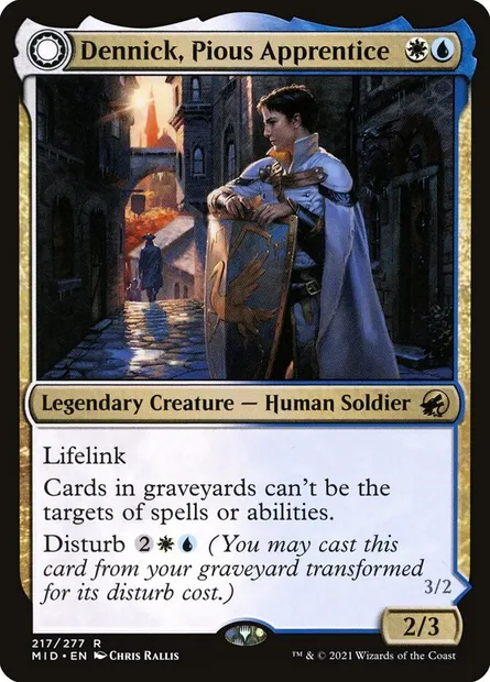 Dennick, Pious Apprentice // Dennick, Pious Apparition, Magic card MID 217 — Innistrad: Midnight Hunt set